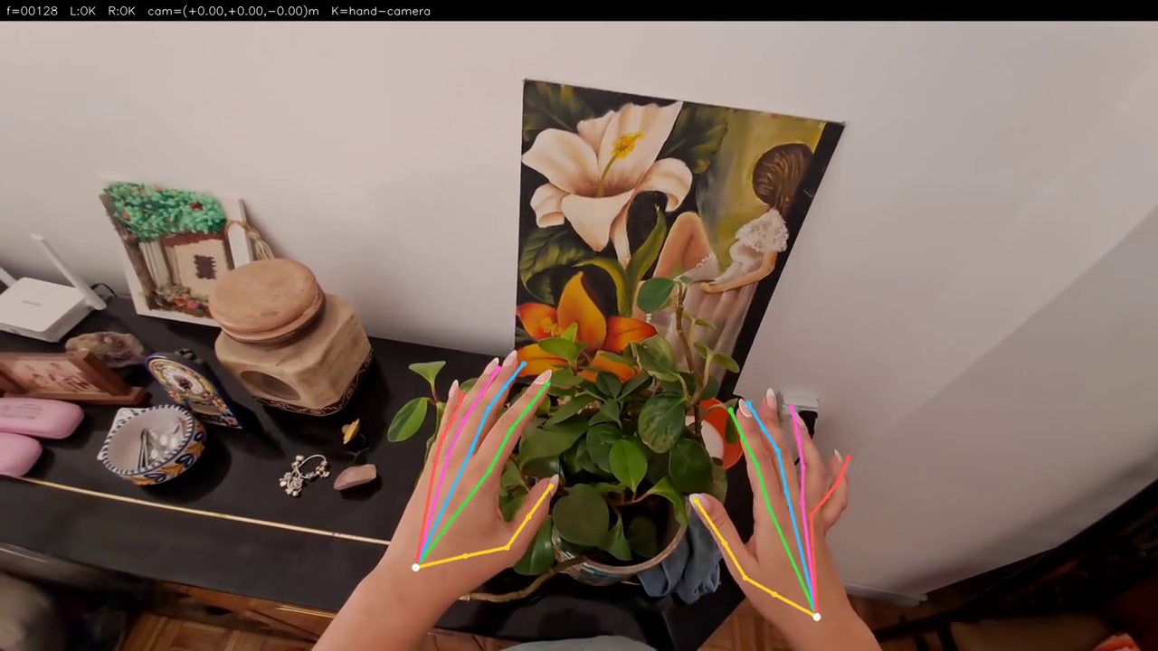 MJAK egocentric hand-pose research with skeleton overlays